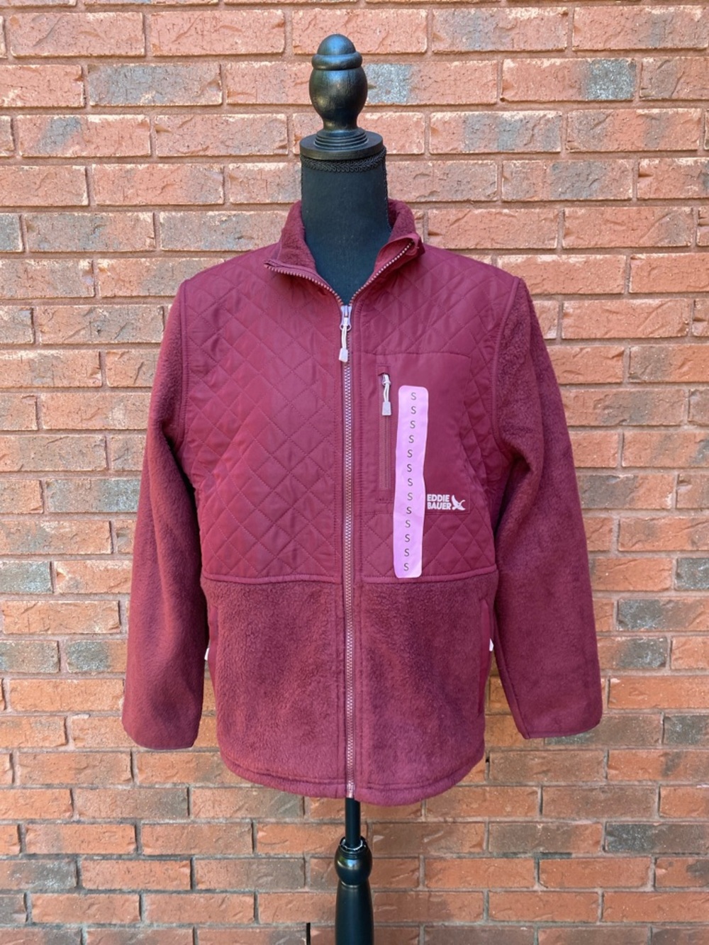 NWT Eddie Bauer Quilted Fleece Full-Zip Jacket - Wine S
